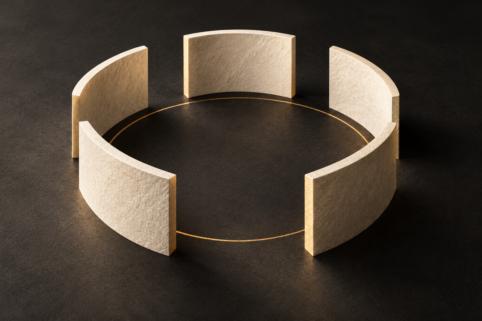 Ivory panels surround a continuous gold line, symbolizing constitutional protections after an arrest.